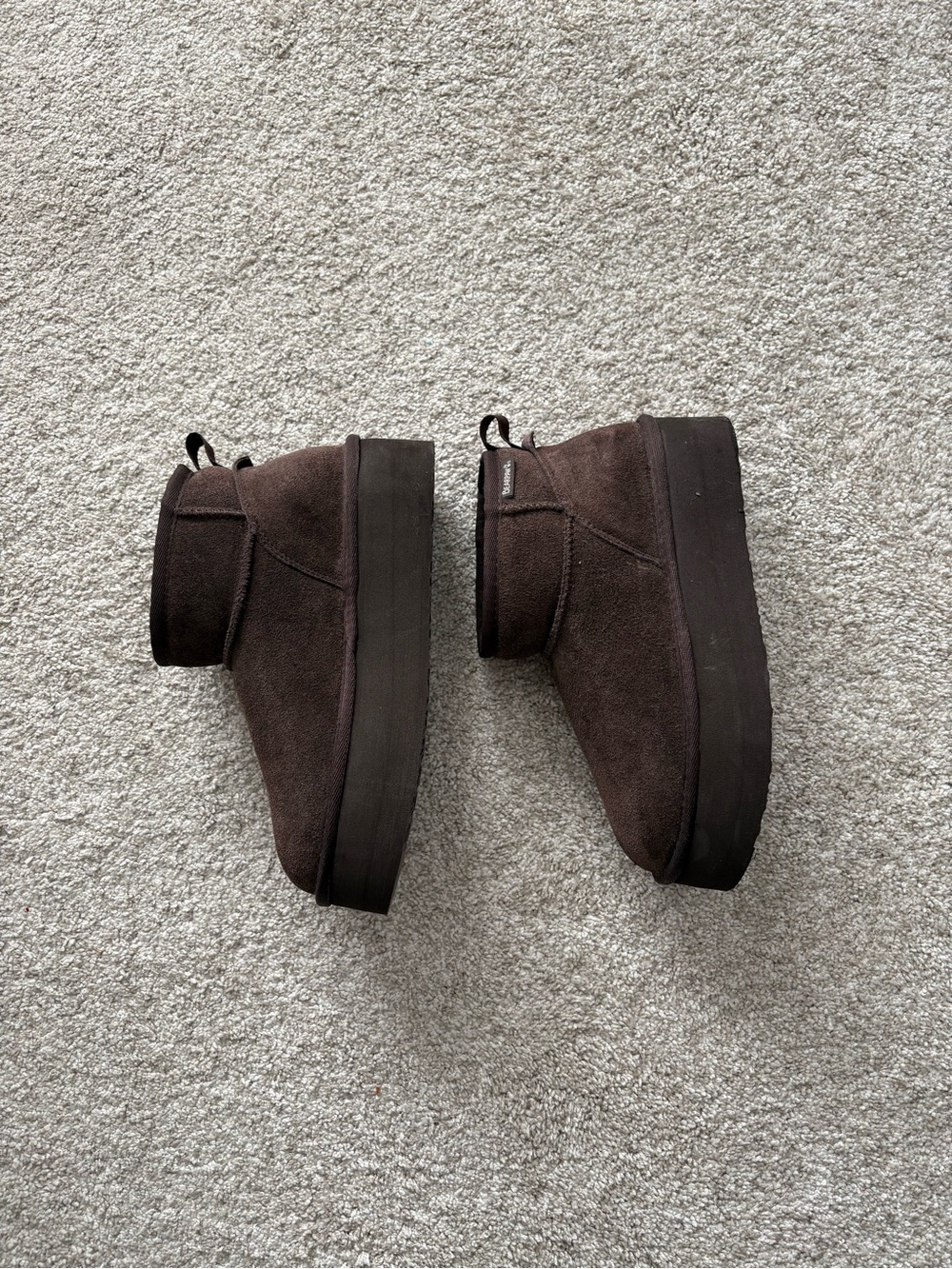 BearPaw Women's Dark Brown Suede Platform Ankle Boots